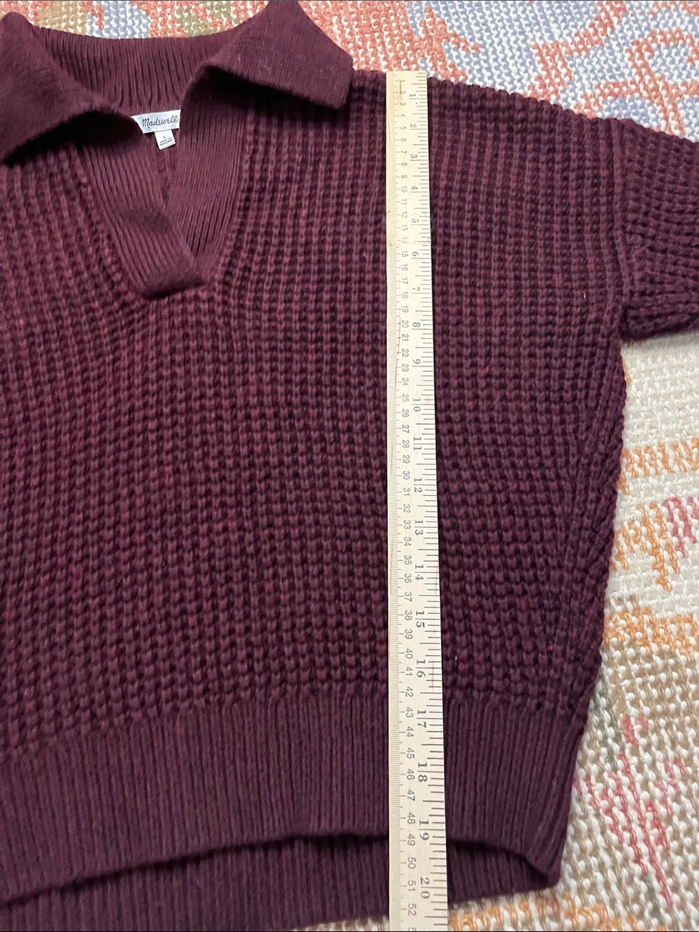 Madewell Waffle Knit Henley Sweater Heather Currant Cotton Size S - Picture 3 of 8